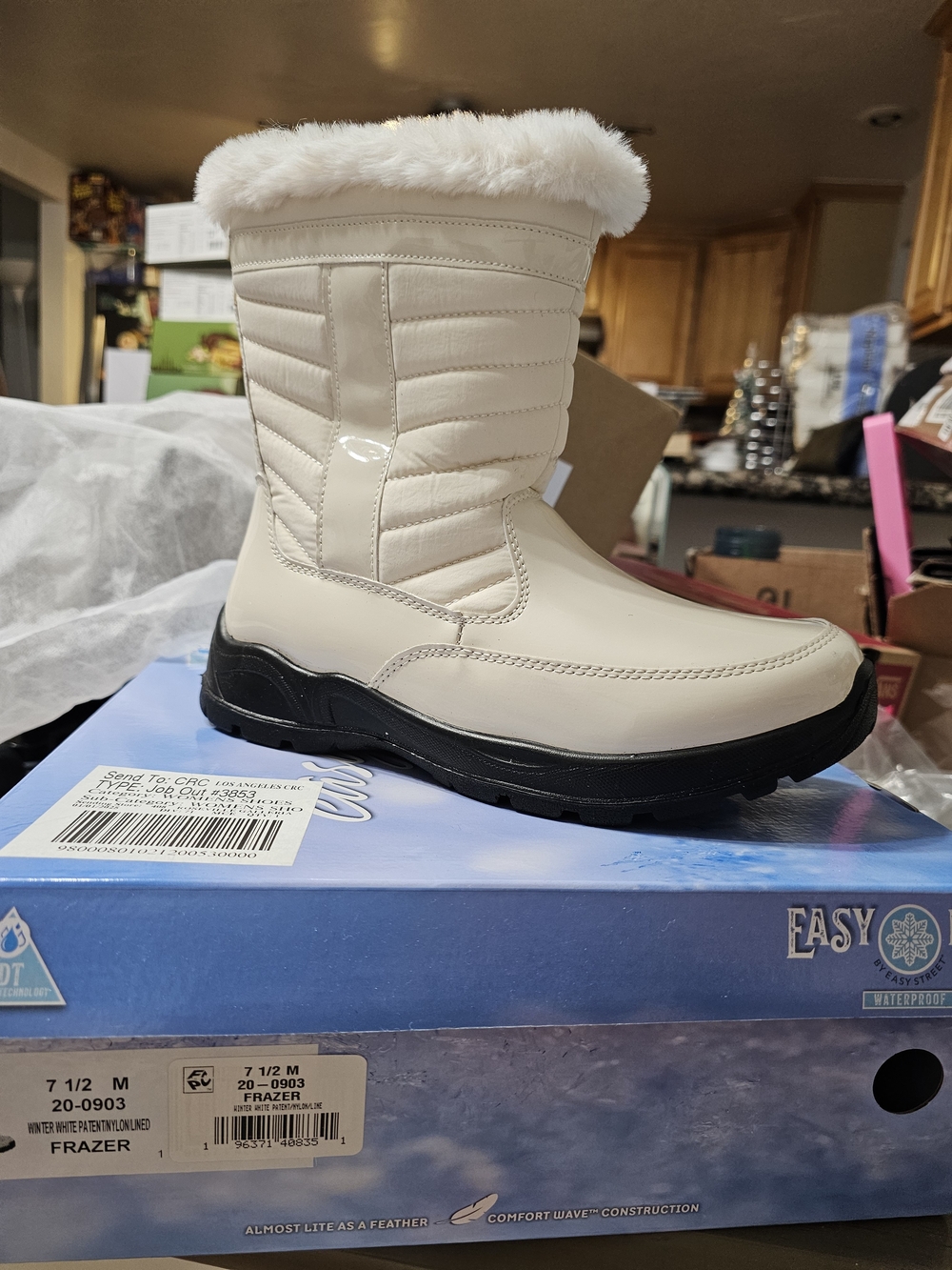 easy street Cream Winter & Rain Boot with Black Sole